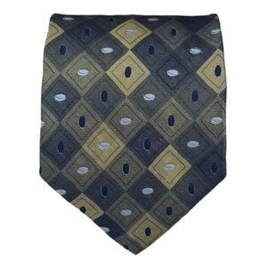 JAGUAR Rare Green Geometric Silk Tie HANDMADE ITALY 58"/ 3.7" EC